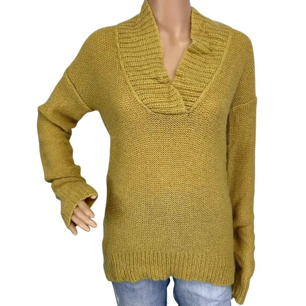 J. Crew Wool Mohair Dolce Shawl Collar Popover Sweater Yellow 20824 Size XS